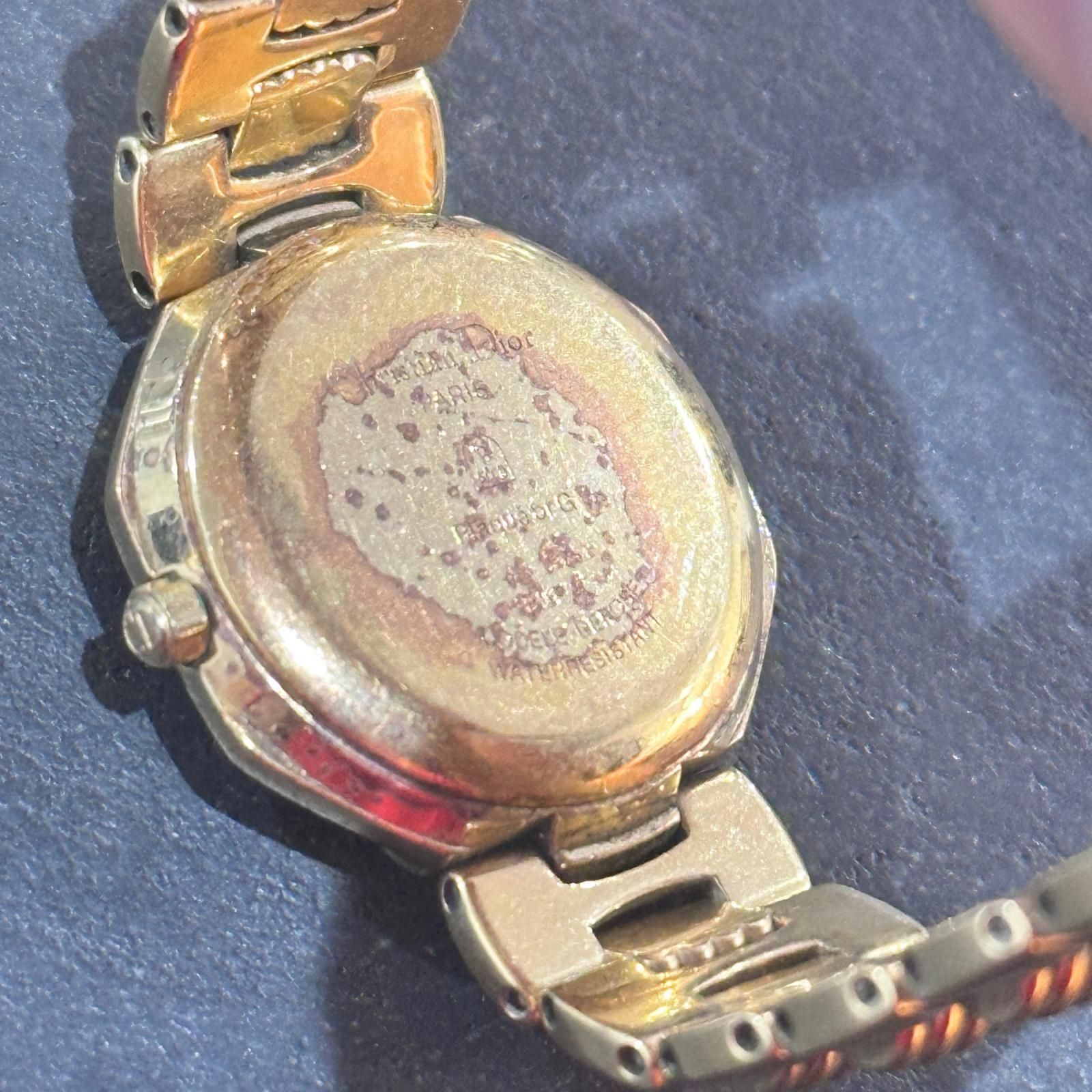 Christian Dior オクタゴン 腕時計 アナログ クォーツ ゴールド文字盤