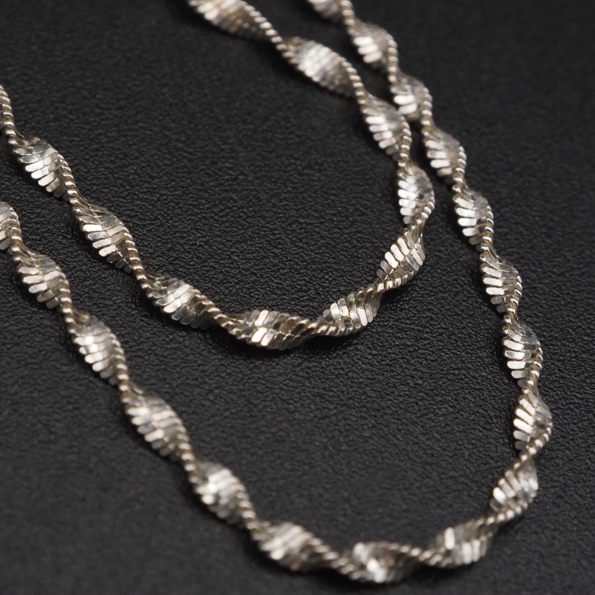 H859 ヴィンテージ 925 ITALY刻印 ネックレス ツイストチェーン