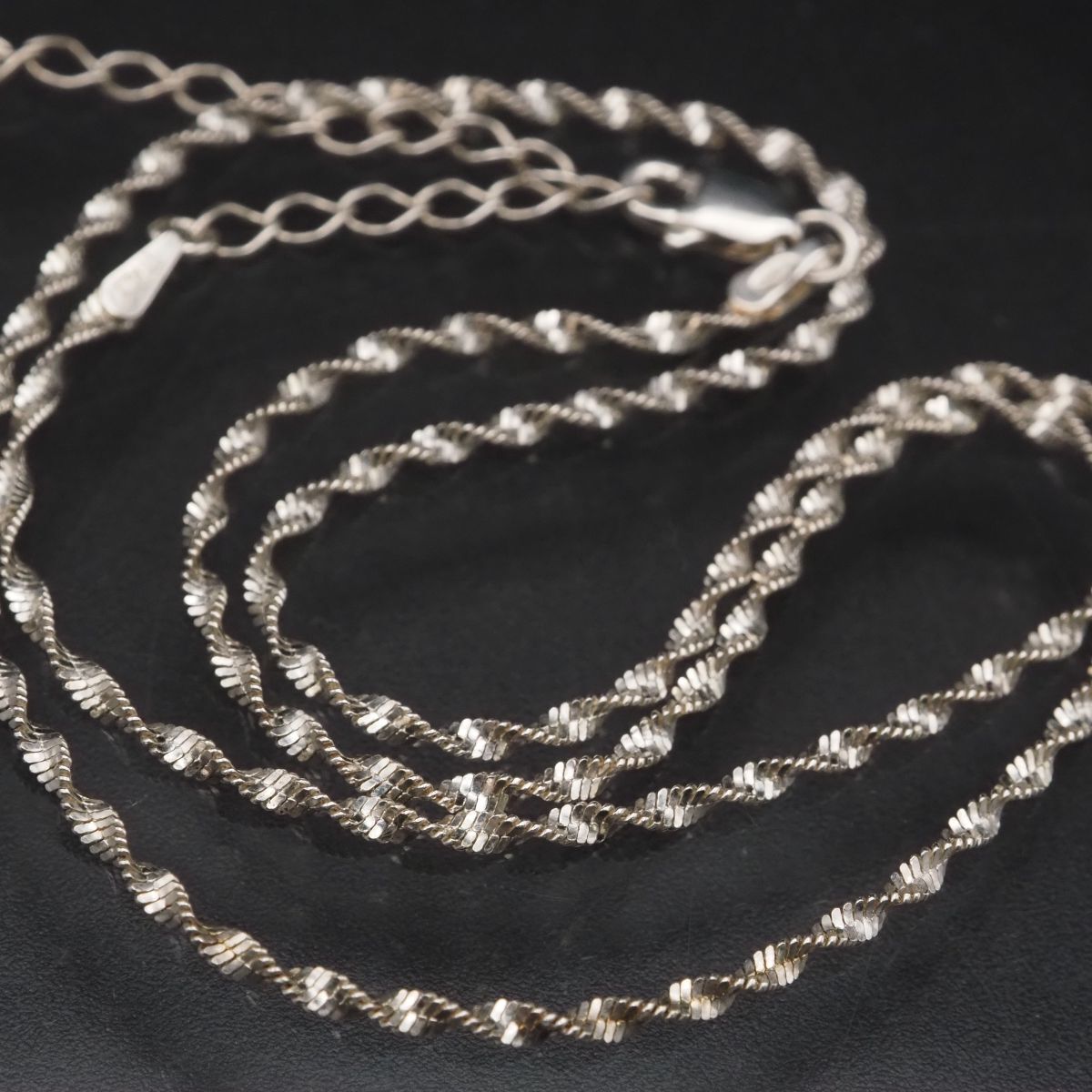 H859 ヴィンテージ 925 ITALY刻印 ネックレス ツイストチェーン