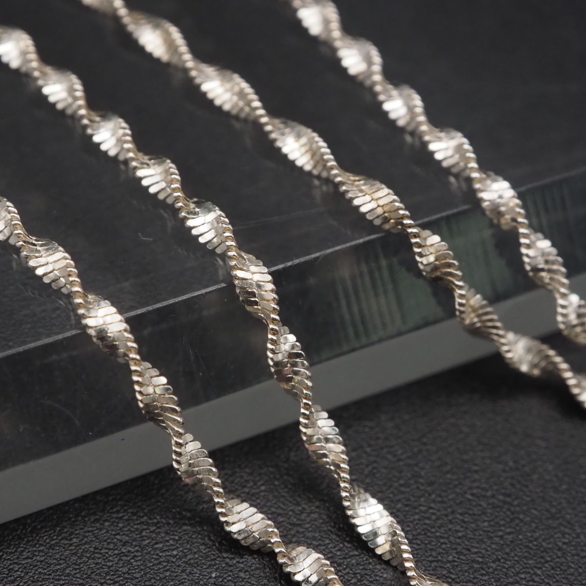 H859 ヴィンテージ 925 ITALY刻印 ネックレス ツイストチェーン