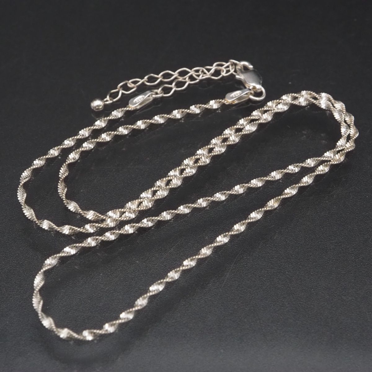 H859 ヴィンテージ 925 ITALY刻印 ネックレス ツイストチェーン