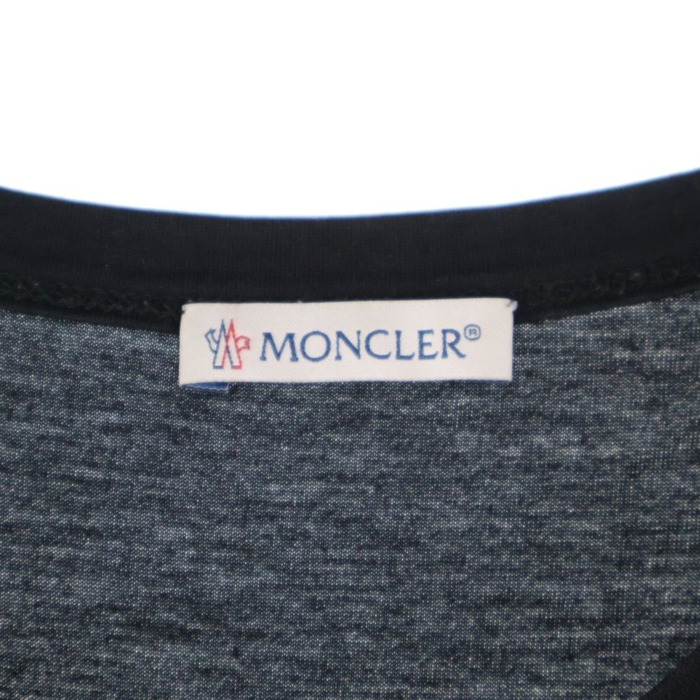MONCLER (モンクレール) 19AW MAGLIA T-SHIRT フロントロゴ刺繍パッチ クルーネック 半袖Tシャツ カットソー ブラック E20918032500 8390Y