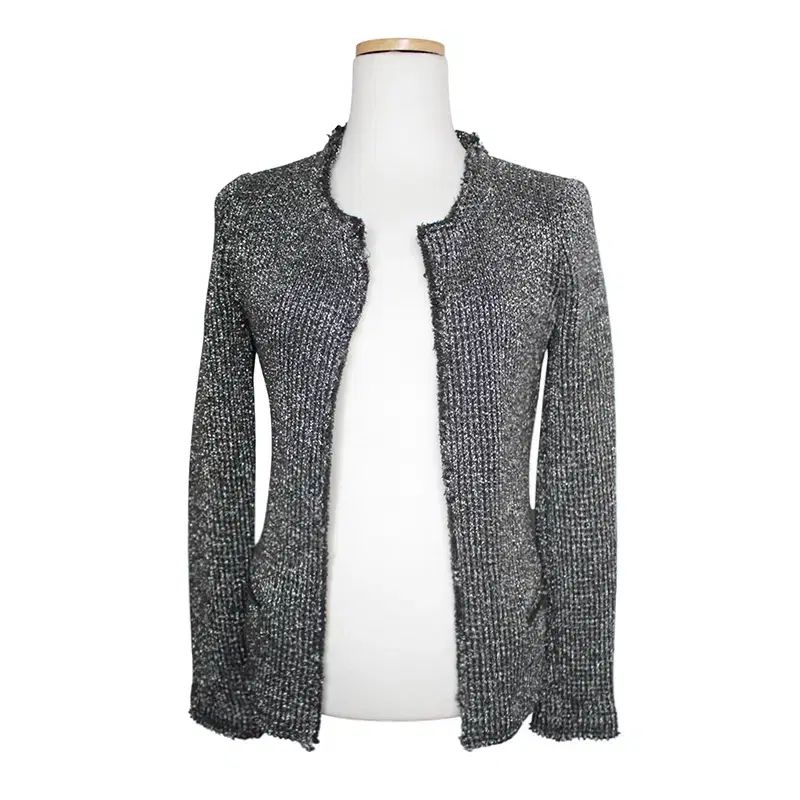 イロ メタリック シルバー ニット ジャケット 44