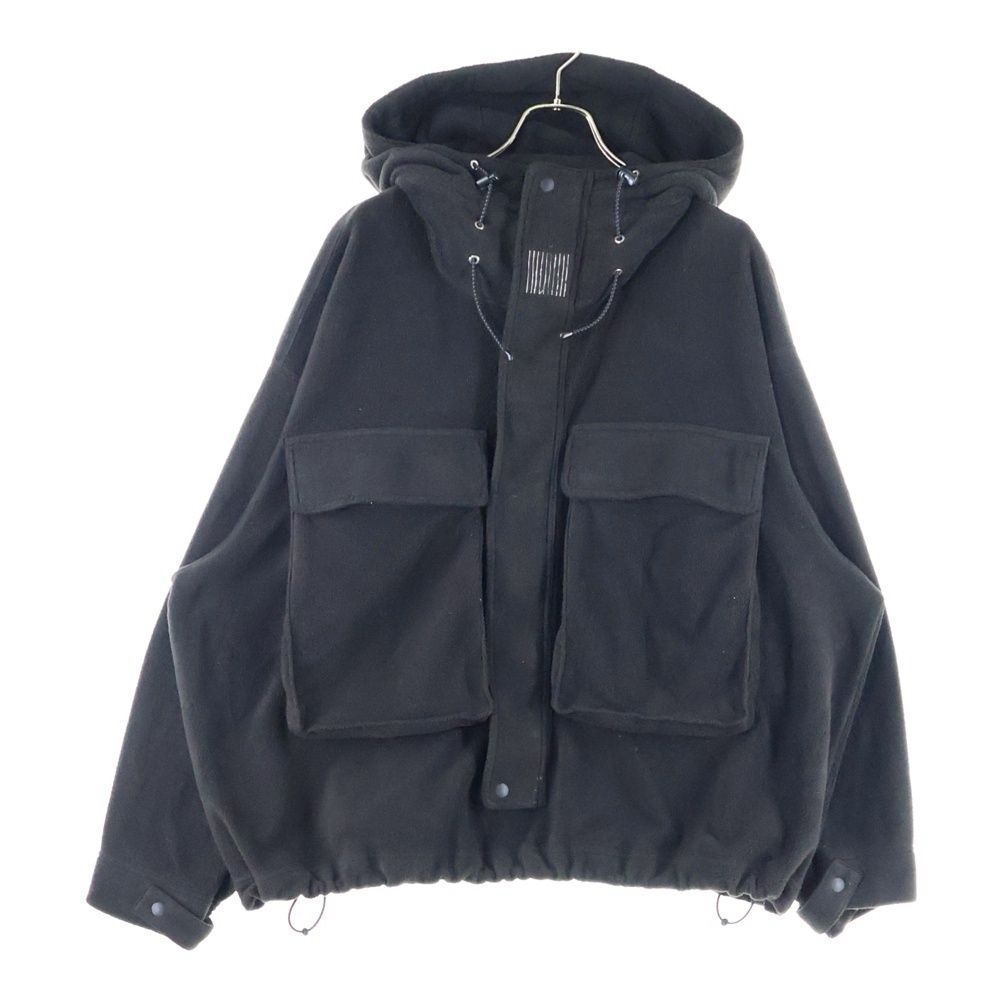 S.F.C (ストライプス フォー クリエイティ) 23AW FLEECE HOODIE JACKET SFCFW23J07 オーバーサイズ フリース プルオーバージャケット フーディ ブラック
