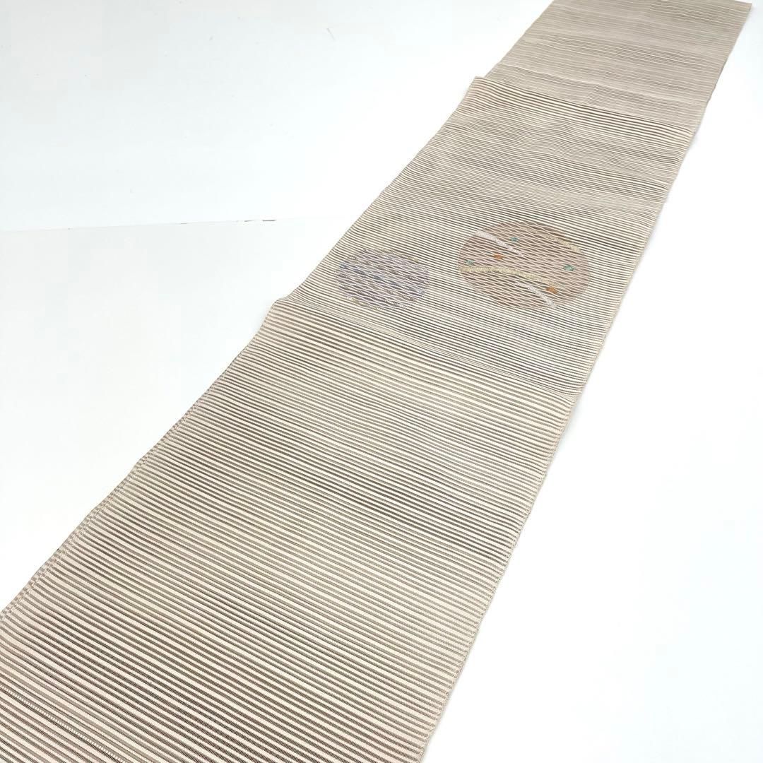 着物と帯 時流 SN 25875 s 正絹 八寸夏名古屋帯 絽綴れ グレージュ