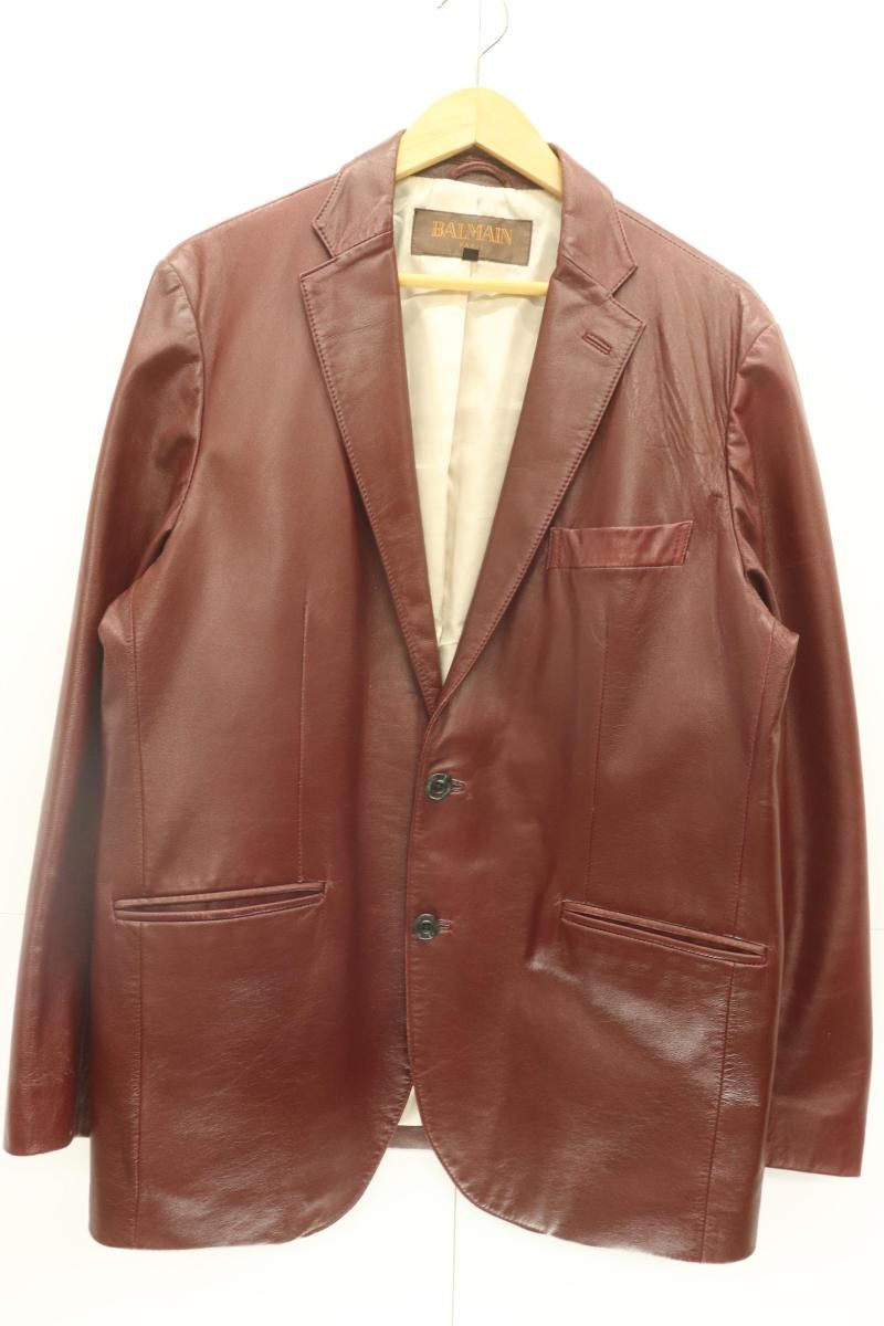 中古】 BALMAIN メンズレザージャケット XL レザーテーラード