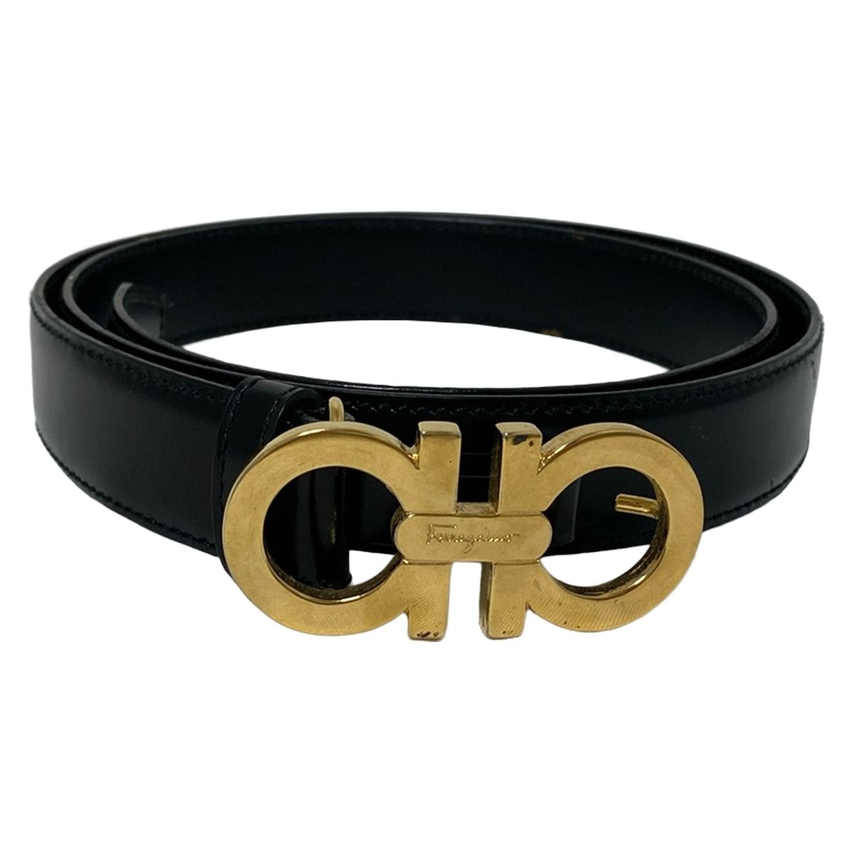 美品 サルヴァトーレフェラガモ ベルト ガンチーニ ブラック ゴールド レア FERRAGAMO/SalvatoreFerragamo(サルバトーレフェラガモ) ベルト XL