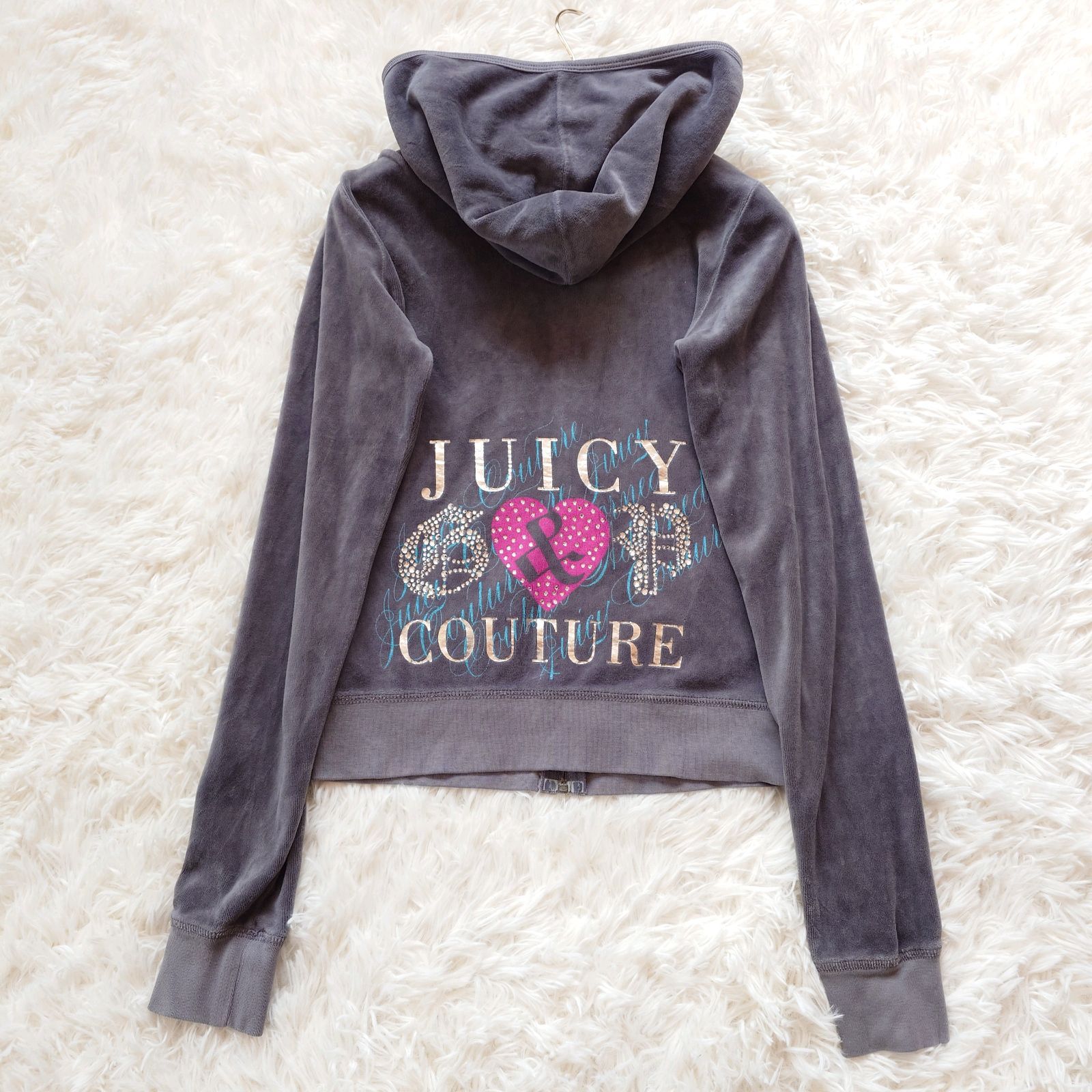 JUICYCOUTUREパーカー/ジューシークチュール/Y2K/USA製 JUICY COUTURE ジューシークチュール Y2K ベロア ラインストーン