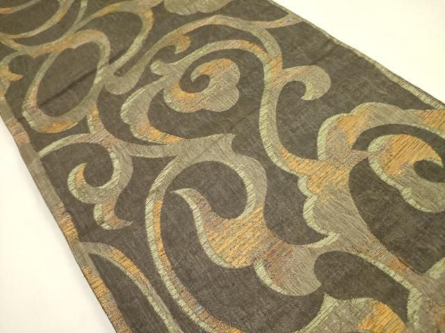 平和屋着物 美しいキモノ お馴染みのメーカー となみ織物 六通柄袋帯 スリーシーズン 春夏秋 唐草文 金糸 正絹 op