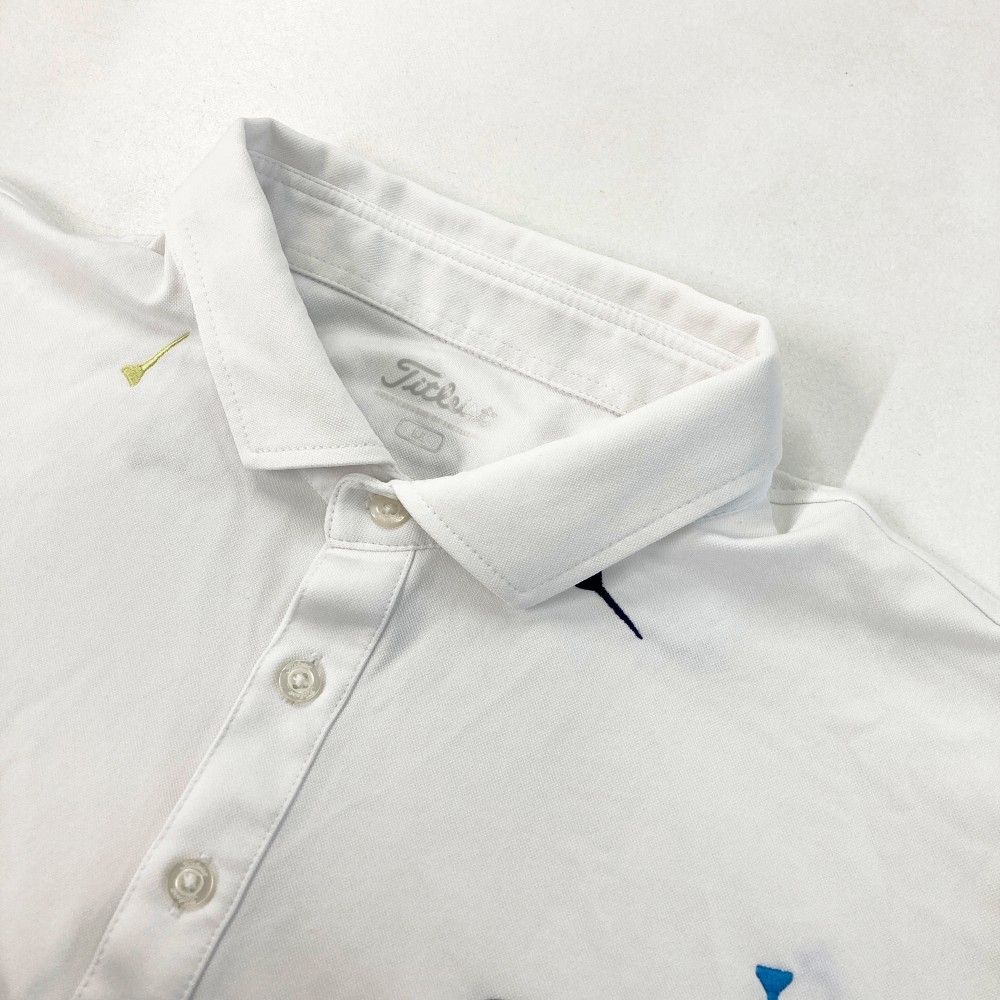 サイズ：LL TITLEIST タイトリスト 半袖ポロシャツ 総柄 ホワイト系