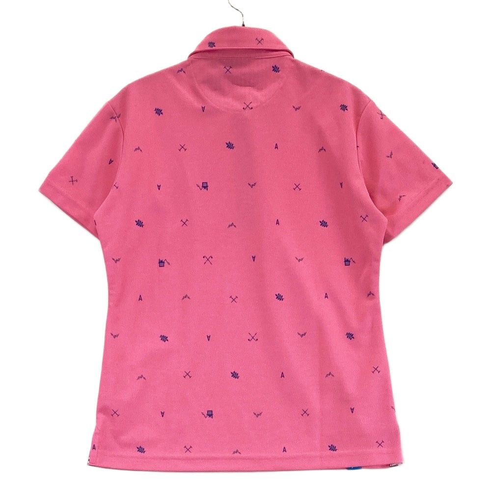 サイズ：S ADIDAS GOLF アディダスゴルフ 半袖ポロシャツ 総柄 ピンク