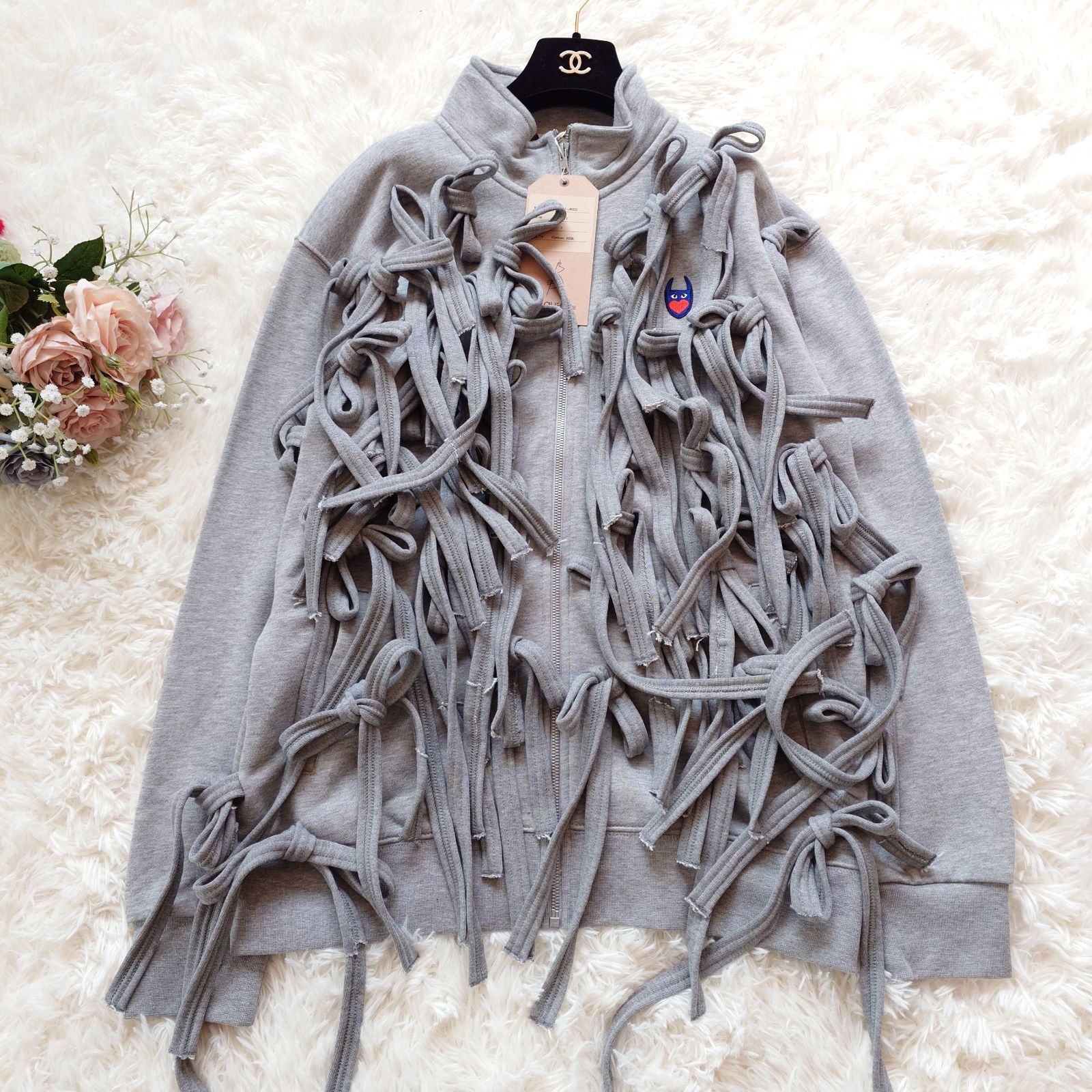 品 Requal リコール Ribbon Track Jacket リボン トラックジャケット スウェット ジャージ フルジップ ワッペン ユニセックス モード系 ストリート