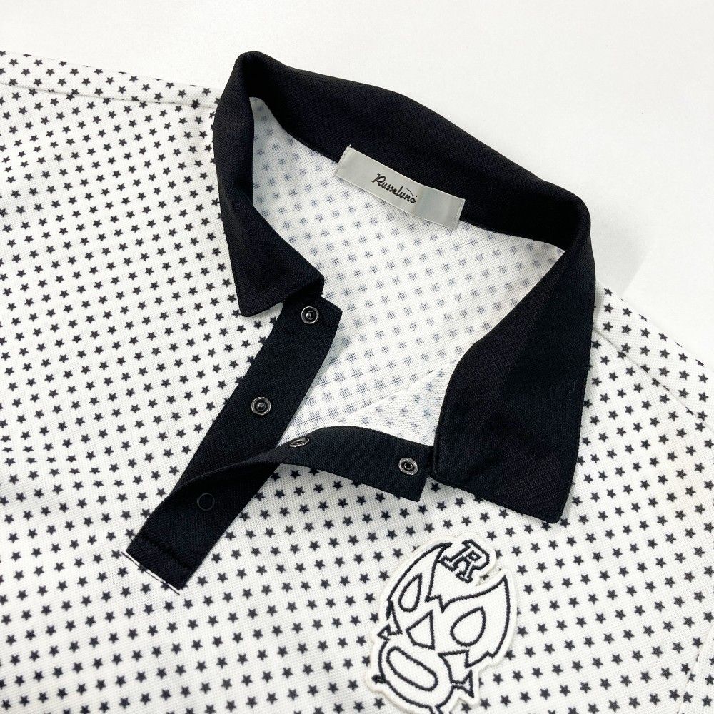 サイズ：4 RUSSELUNO ラッセルノ 半袖ポロシャツ ルチャ 星柄 ホワイト