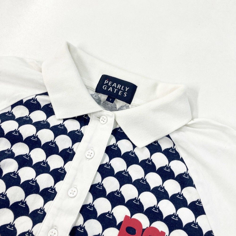 サイズ：1 PEARLY GATES パーリーゲイツ 半袖ポロシャツ 総柄 ホワイト