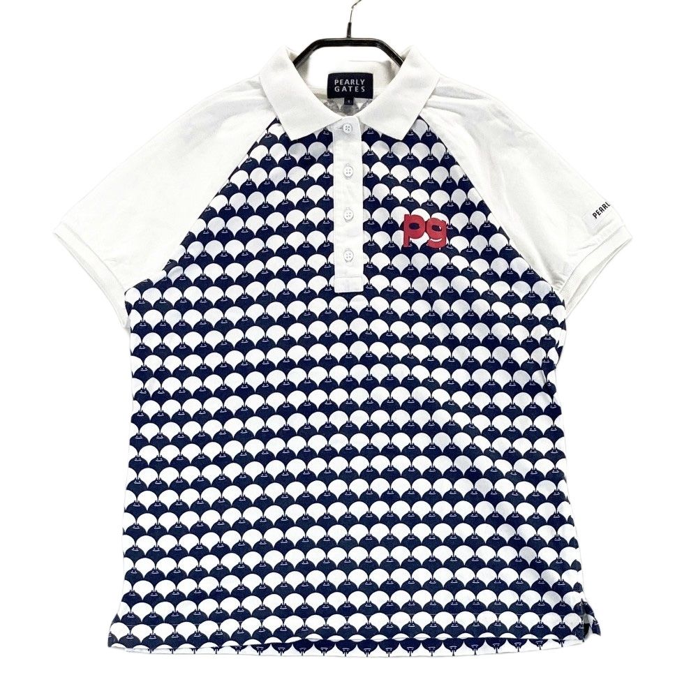 サイズ：1 PEARLY GATES パーリーゲイツ 半袖ポロシャツ 総柄 ホワイト