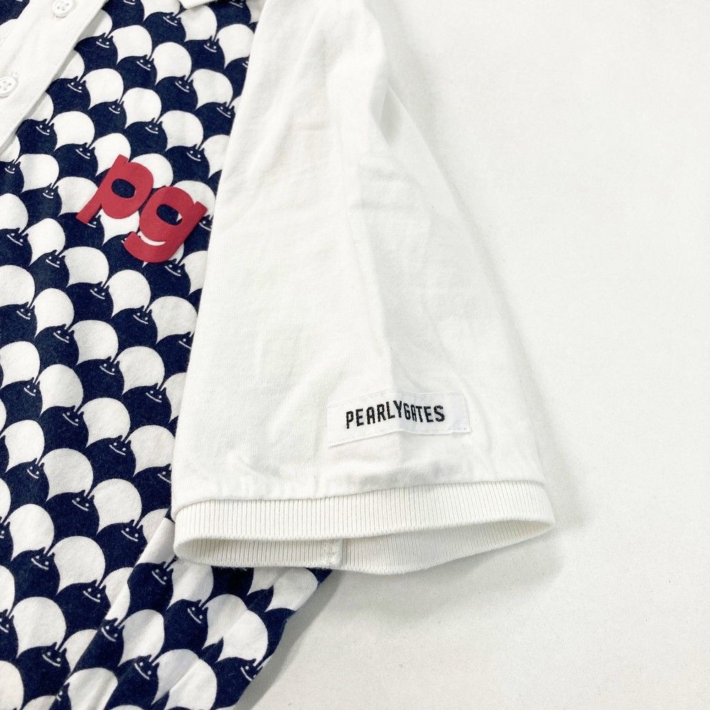 サイズ：1 PEARLY GATES パーリーゲイツ 半袖ポロシャツ 総柄 ホワイト
