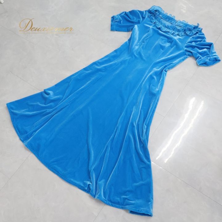 フラダンス 衣装 ワンピース ドレス ブルー系 マーメイドライン