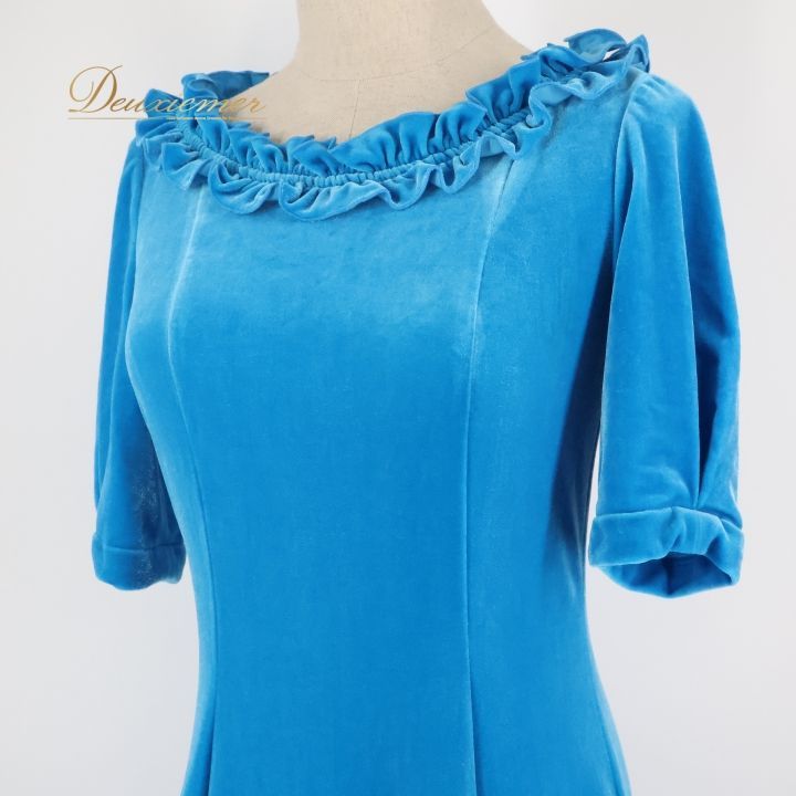 フラダンス 衣装 ワンピース ドレス ブルー系 マーメイドライン