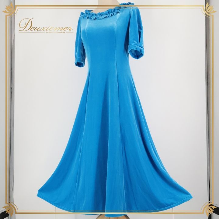 フラダンス 衣装 ワンピース ドレス ブルー系 マーメイドライン