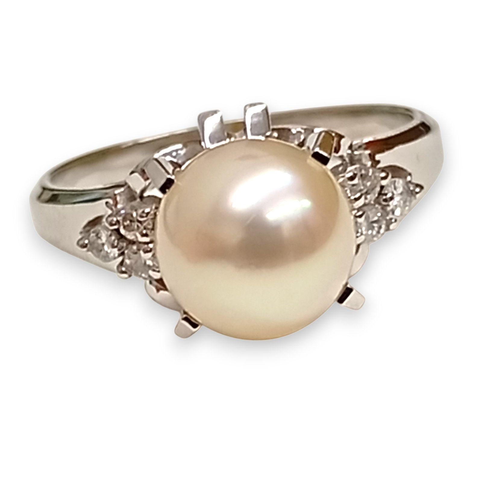 Pt 850リング パール メレD 0 09 ct 4 g 10号 プラチナ リング 指輪 ダイヤ ダイヤモンド 真珠 JA 25379