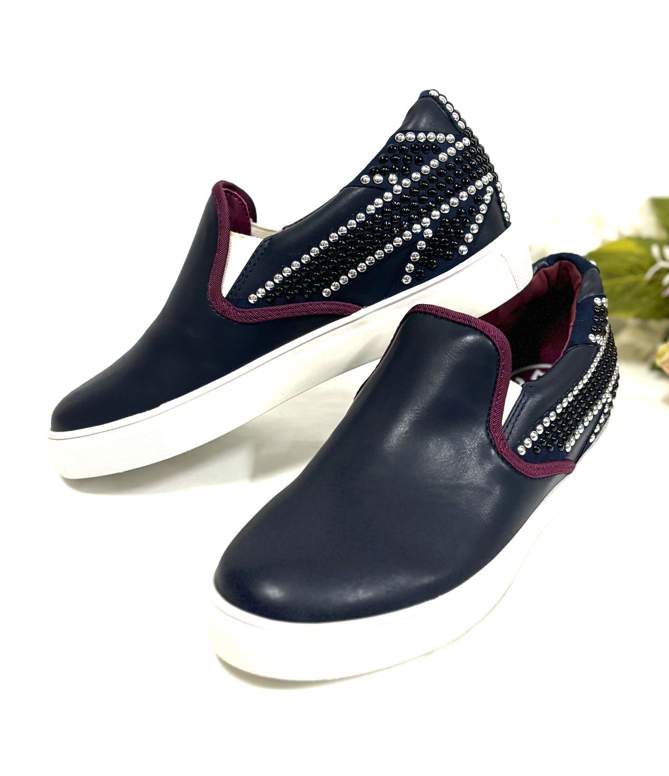 カステルバジャック スリッポン スニーカース ネイビー 22.5タッズ付き