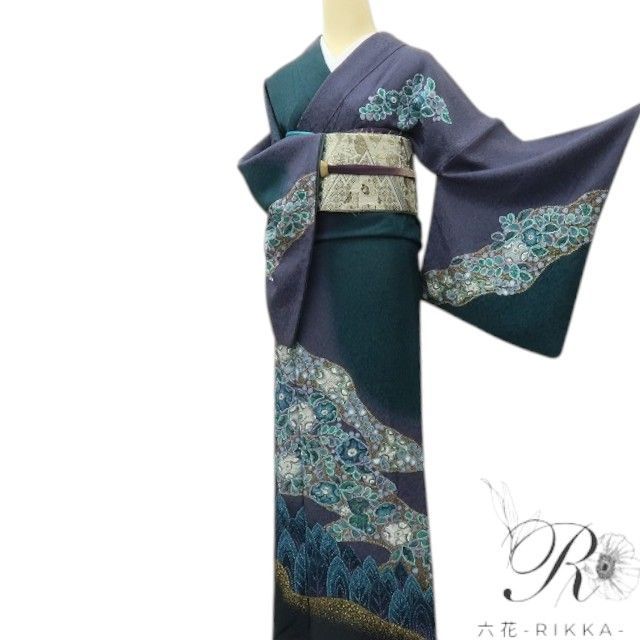 六花-RIKKA- 美品 正絹 林淳一落款 辻が花 トールサイズ 手縫い仕立て