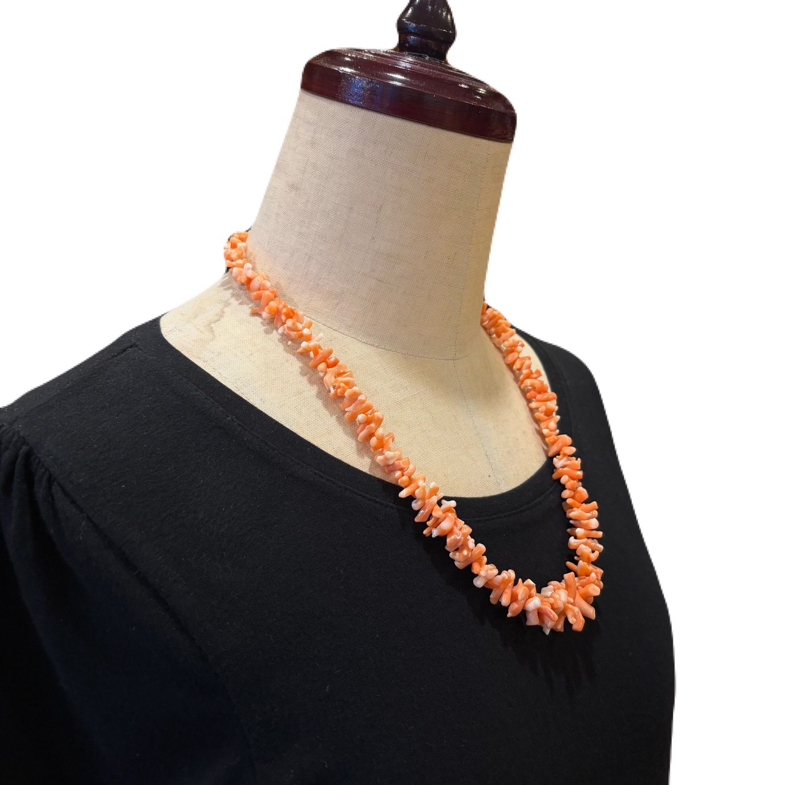 天然桃珊瑚ネックレス 58cm ぷっくり枝珊瑚 シルバー金具 - メルカリ