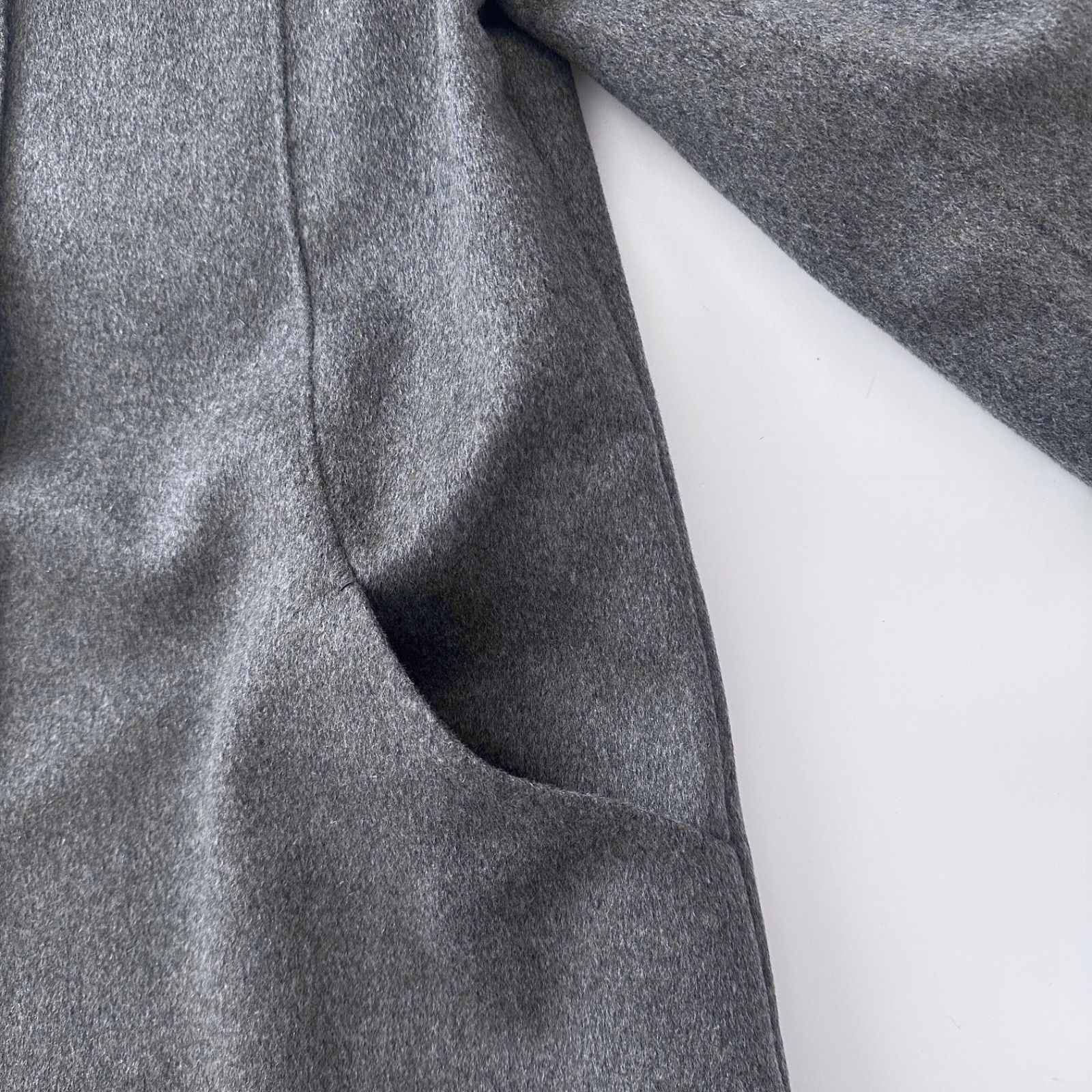 美品 HANAE MORI カシミヤ100% ステンカラーコート リバー仕立て