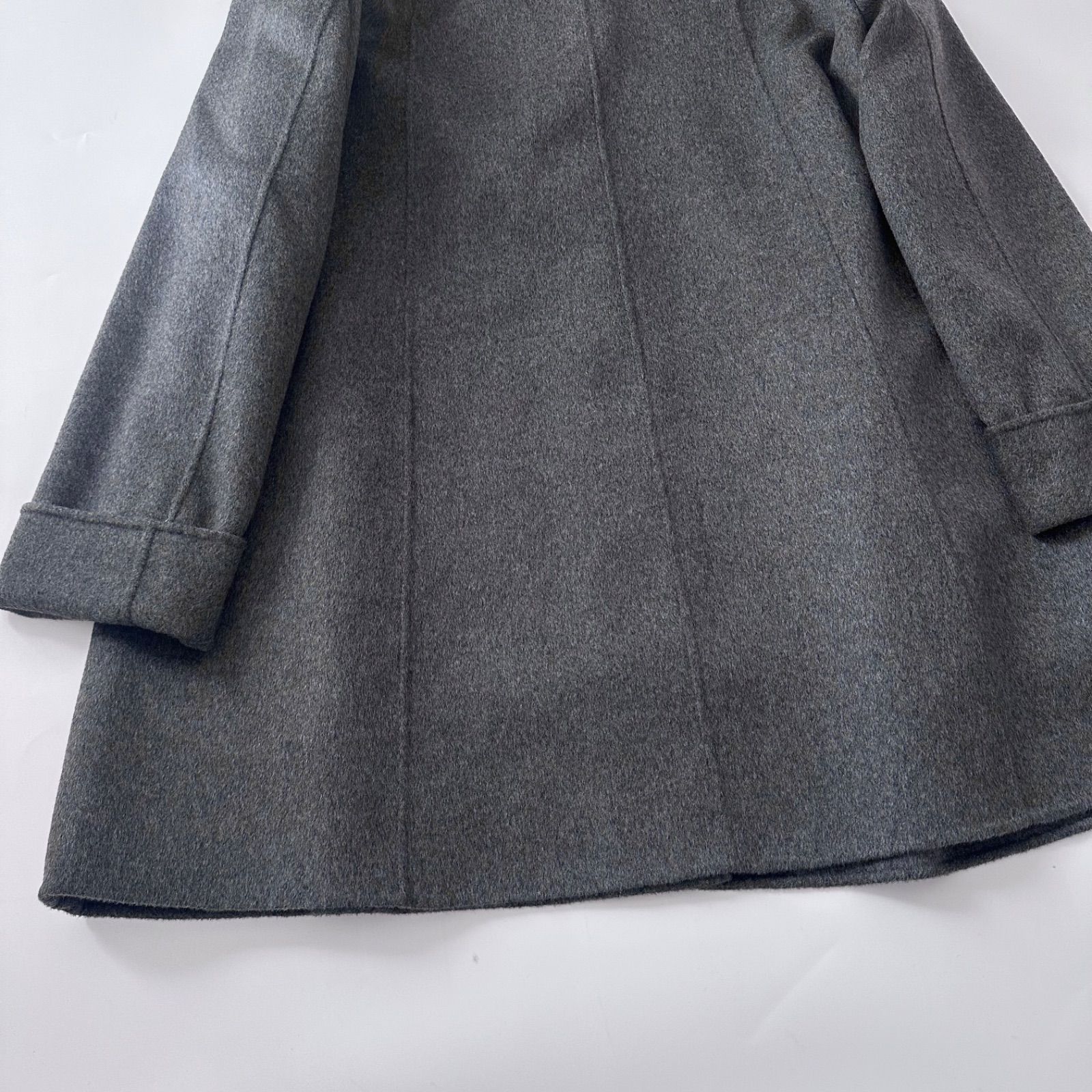 美品 HANAE MORI カシミヤ100% ステンカラーコート リバー仕立て