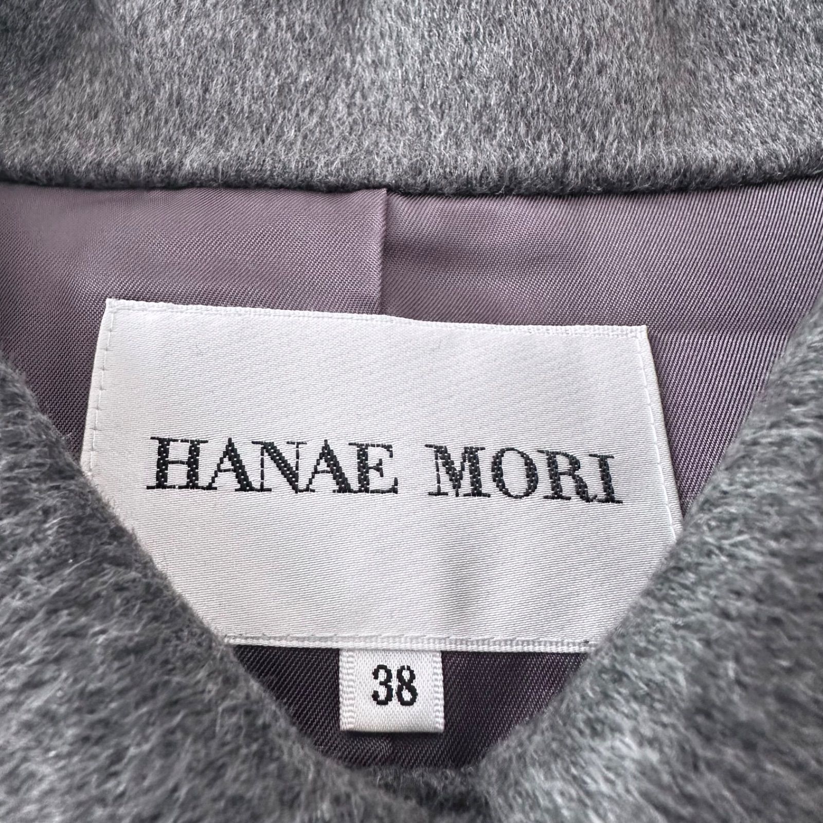 美品 HANAE MORI カシミヤ100% ステンカラーコート リバー仕立て