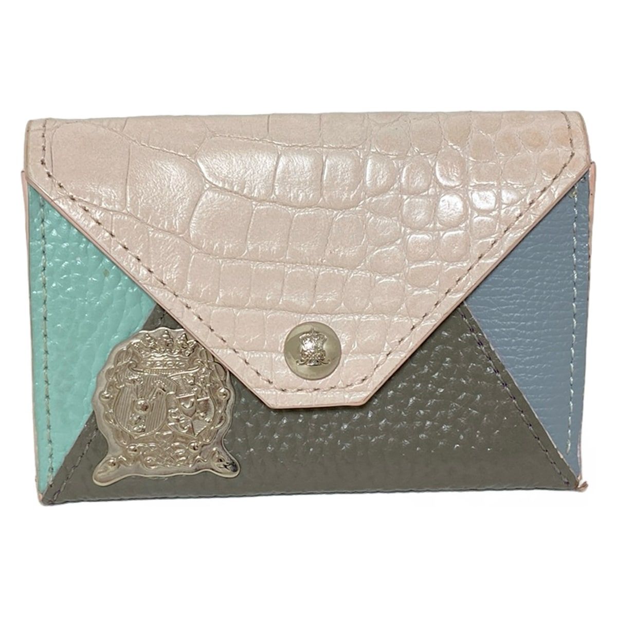 ear イア 名刺入れ ライトピンク グレー マルチ 型押し加工 ADMJコラボ レザー