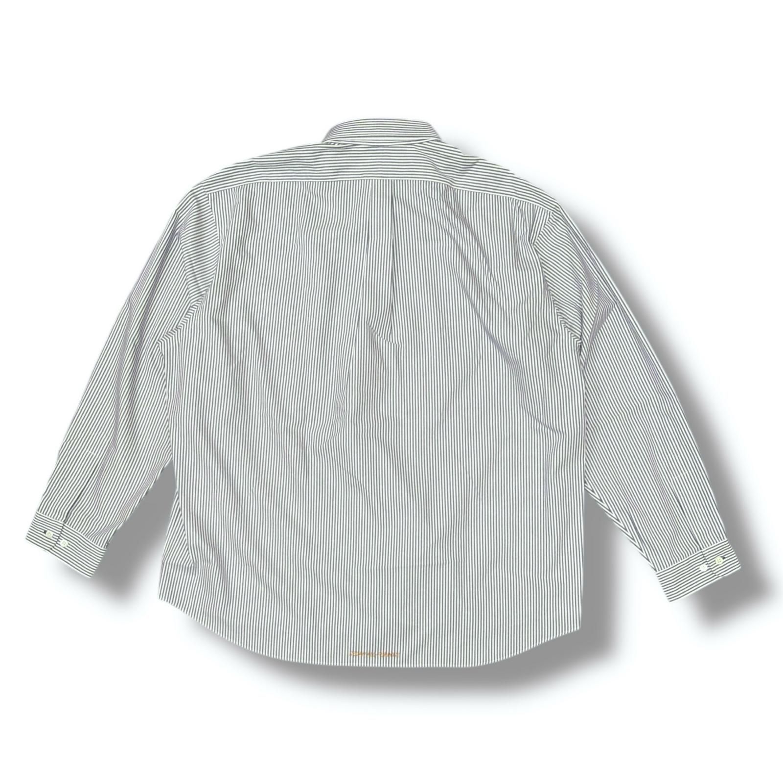 参考上代24200円 SEDAN ALL-PURPOSE 25 SS Emblem BD Shirt エンブレム ストライプ シャツ セダンオールパーパス SD S-SH 03 ネイビー XL 3095 M