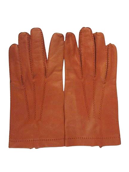 エルメス HERMES レザー グローブ 本革 手袋 8 1 2 赤茶色 AA