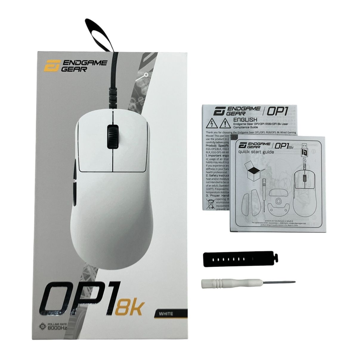 ENDGAME GEAR OP1 8k ホワイト つかみ持ち特化の小型ゲーミングマウス Endgame Gear「OP1」有線モデル