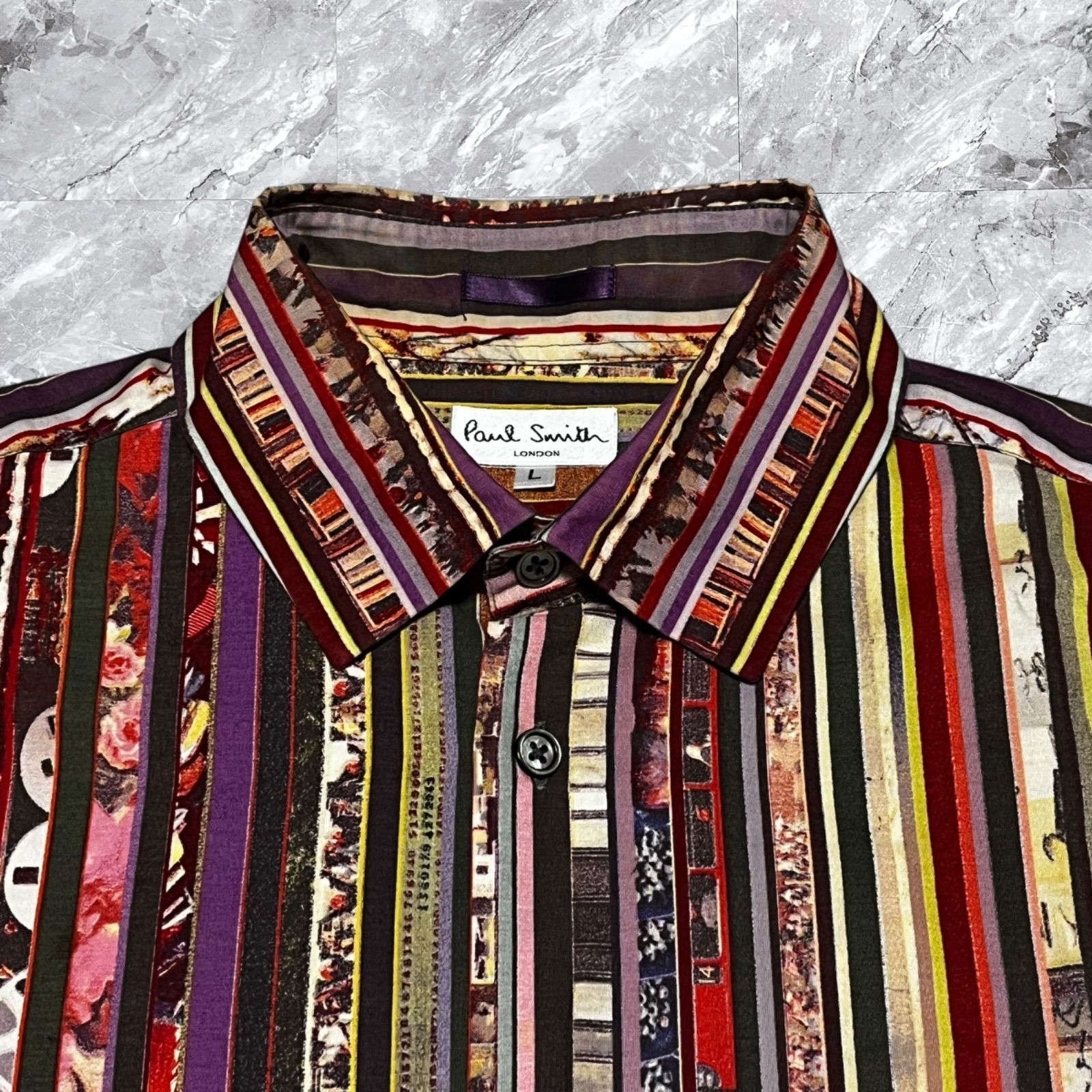 「希少」PaulSmith 総柄シャツ 中古・古着通販】PAUL SMITH (ポールスミス) 総柄シャツ ブルー サイズ