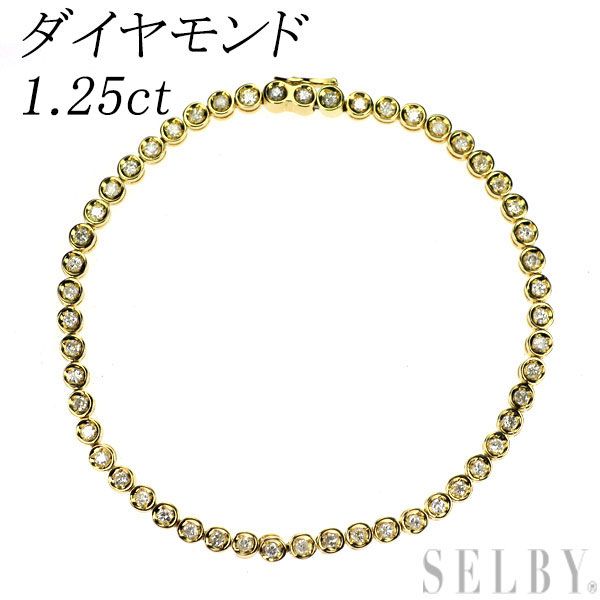 K18YG ダイヤモンド ブレスレット 1.25ct テニス - メルカリ