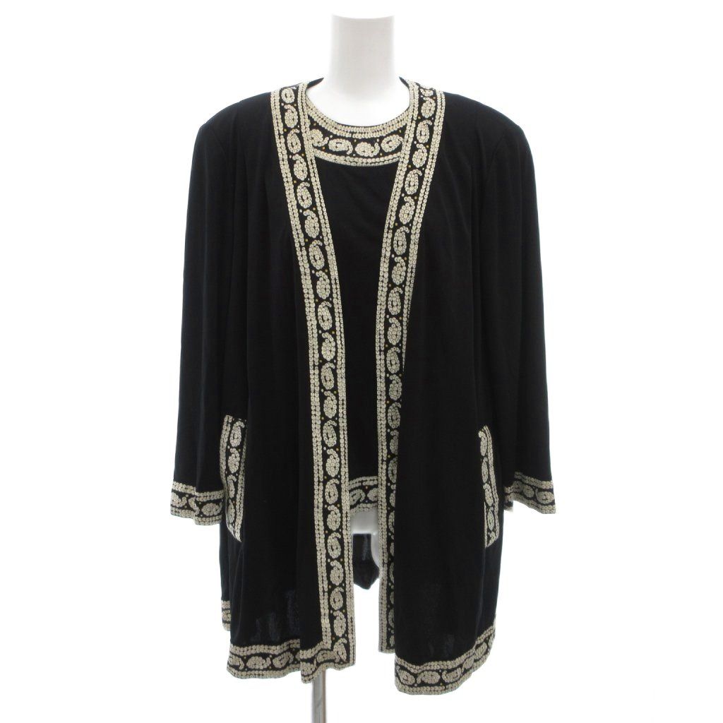 レオナール LEONARD カーディガン ボレロ カットソー M ブラック 黒