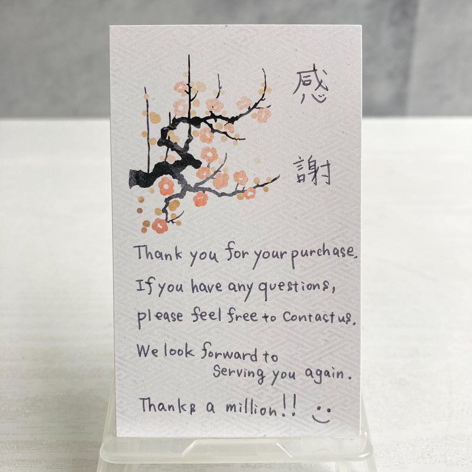 50枚 手書き サンクスカード 英字 英語 サンキューカード メッセージ