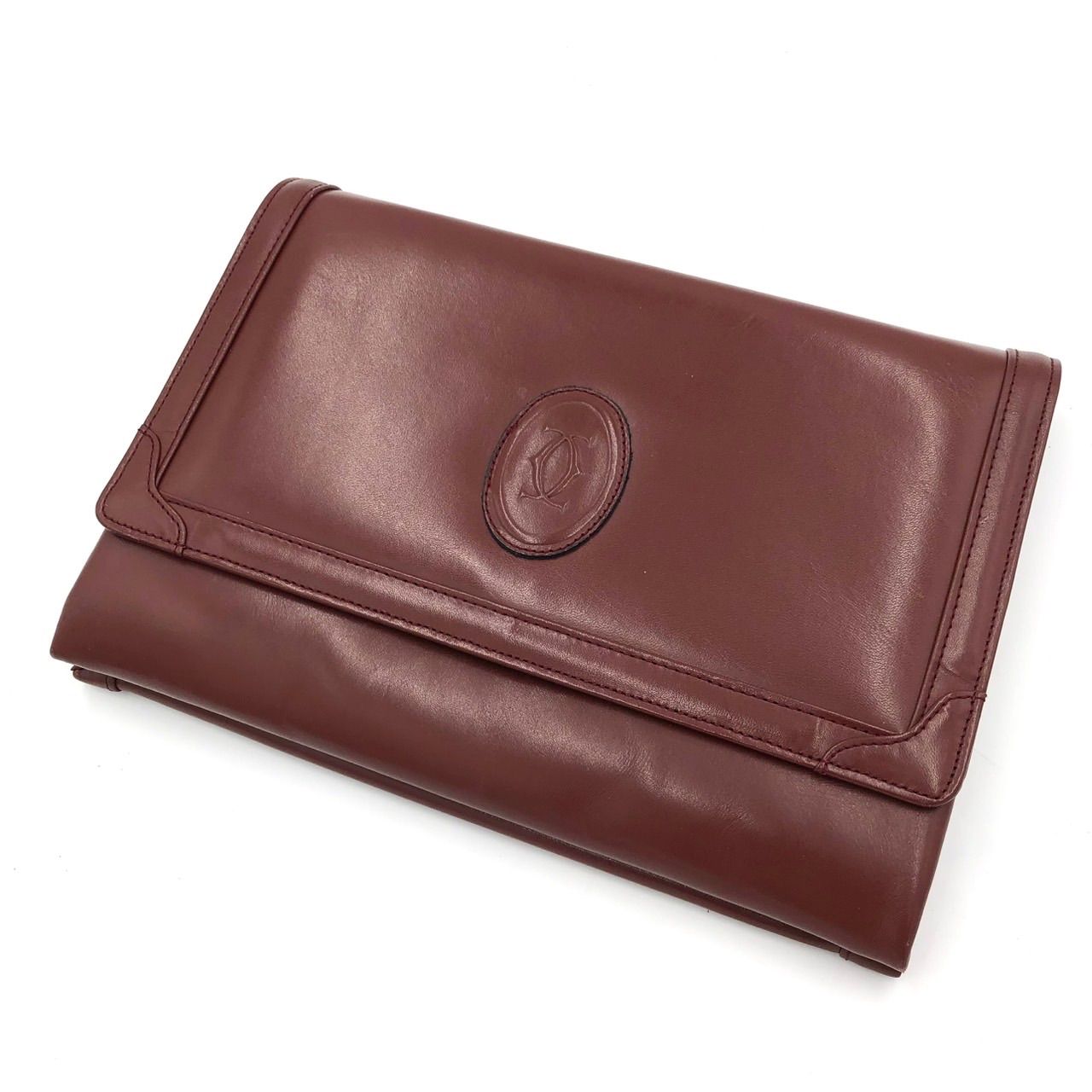 タイトル カルティエ クラッチバッグ マストライン ボルドー レザー