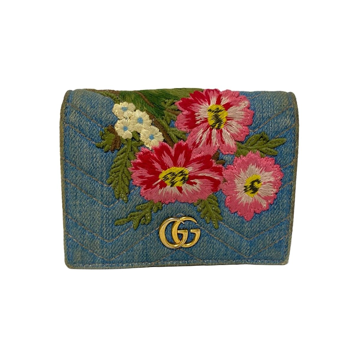 トップ GUCCI(グッチ) 2つ折り財布 GGマーモント 466492 ピンク×マルチ
