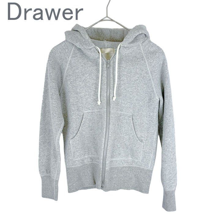 ドゥロワー　パーカー Drawer ドゥロワー パーカー グレー 裏起毛 ジップアップ コットン
