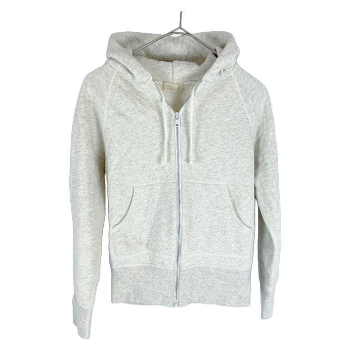 新品同様今期完売品　Drawerドゥロワーコットンポリエステルフーディーパーカー Drawer ドゥロワー パーカー ライトグレー 裏起毛 ジップアップ