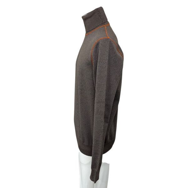 ◇ プラダ PRADA ハイネック オレンジ色 ステッチ タートル ブラウン