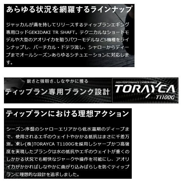 25年 新商品 ジャッカル ゲキダキTR シャフト GDTR-S 511 ML R 仕舞寸法 93.0 cm 120