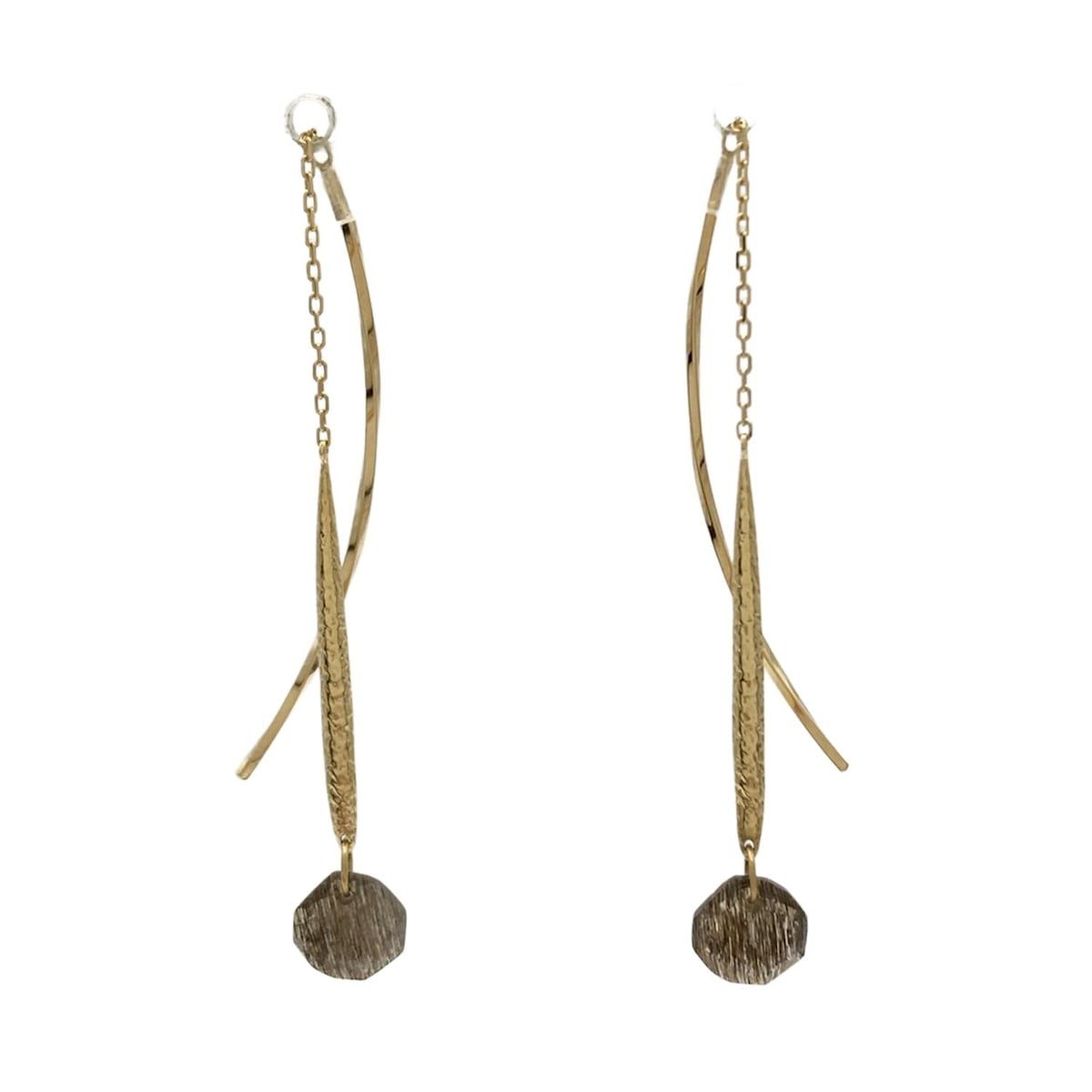 agete アガット ピアス - ゴールド×ダークグレー