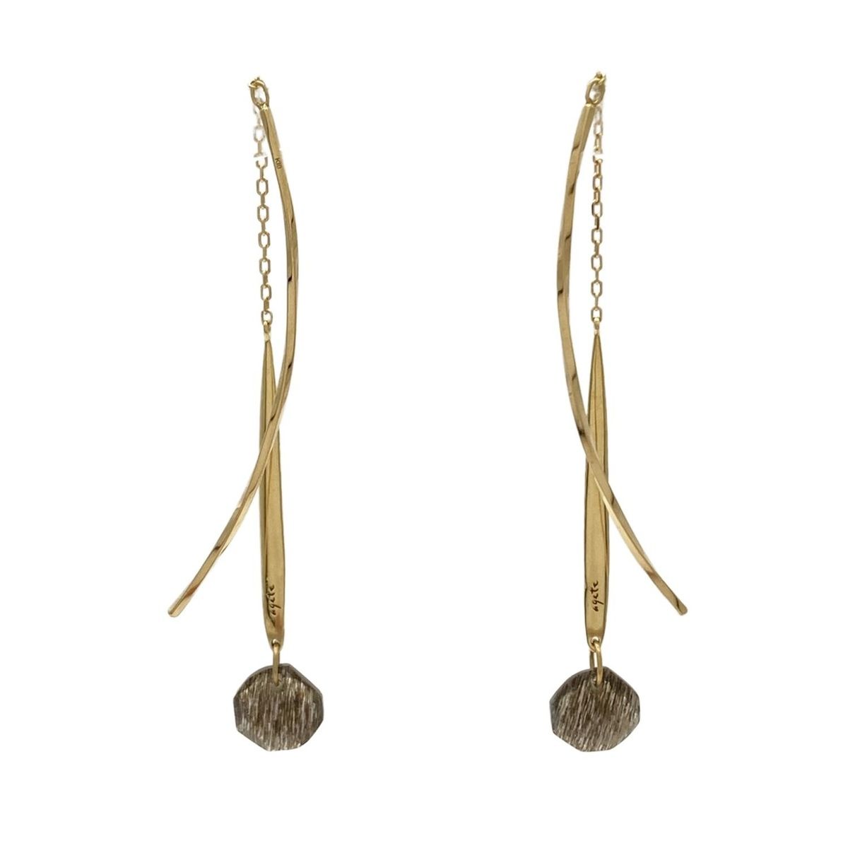 agete アガット ピアス ゴールド ダークグレー