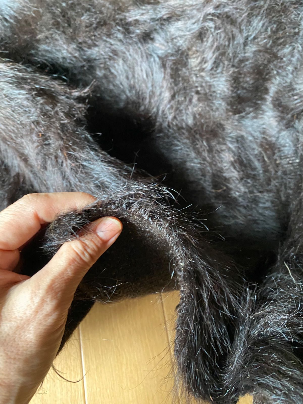 ヴィンテージ古い時代の高価な最高級黒山羊のモヘアのみで織られた