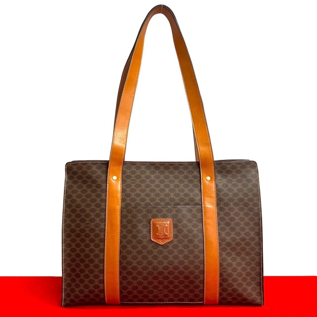 極 美品 CELINE セリーヌ マカダム ブラゾン トリオンフ 柄 レザー 