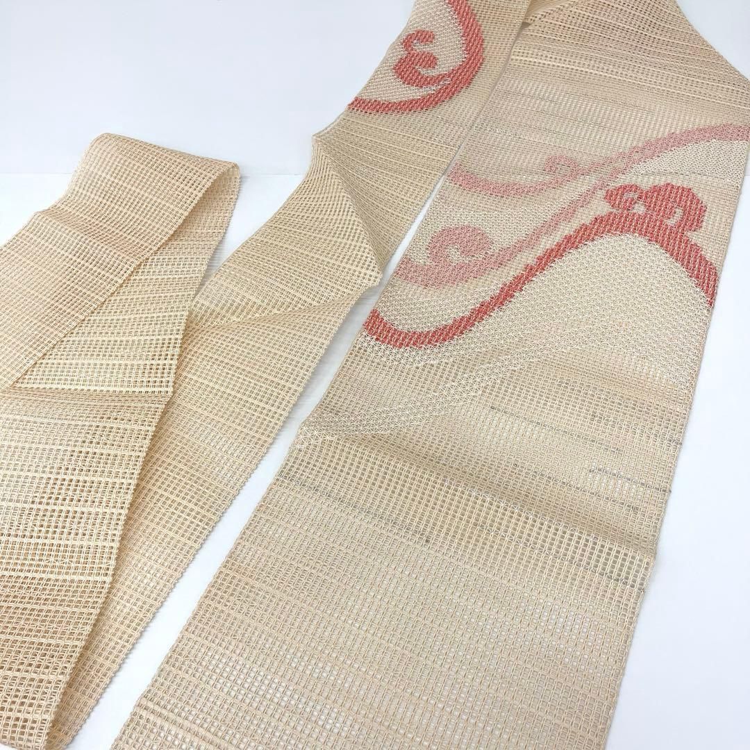 着物と帯 時流 SN 25847 s 正絹 八寸夏名古屋帯 羅 ベージュ