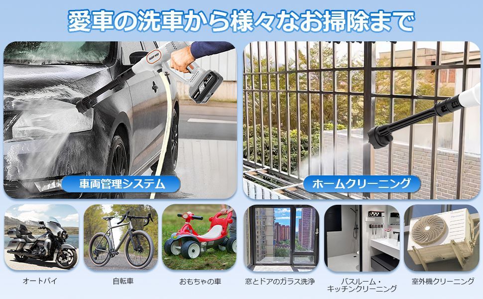 NANWEI コードレス高圧洗浄機 充電式 マキタ18Vバッテリー対応 NANWEI